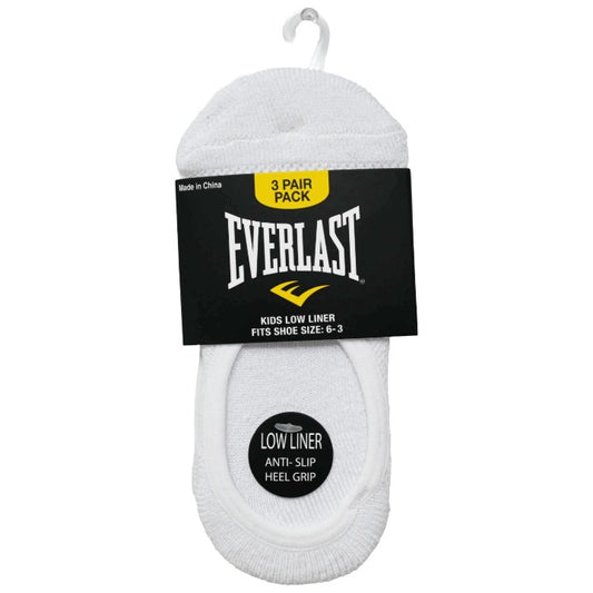 *USA ONLY* Kids Small White 3pk Unisex 1/2 Cush Low Liner Socks C/P 30