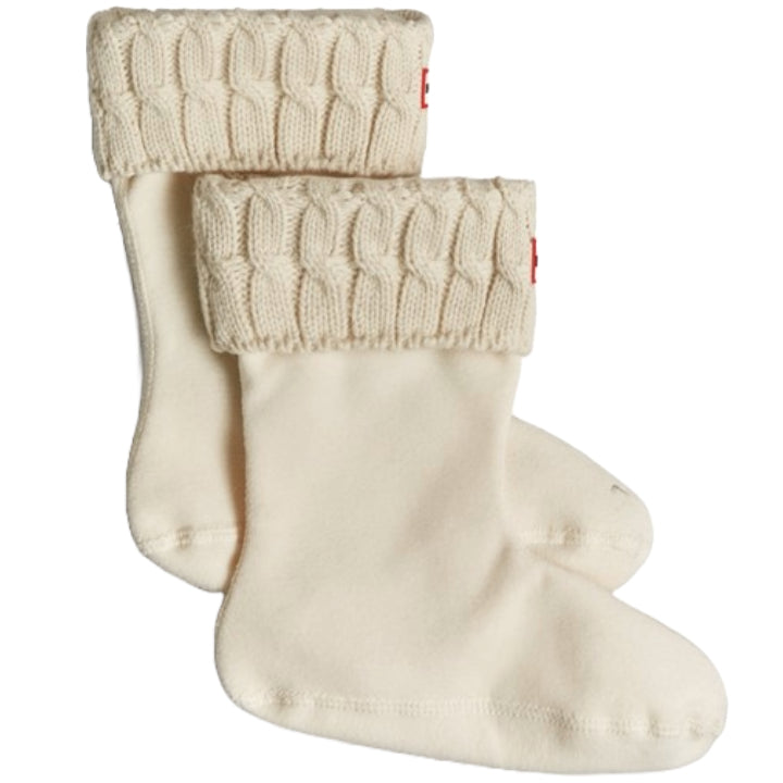 XL KIDS HUNTER WHITE CABLE BOOT SOCKS - ACRYLIC SOLID C/P 24