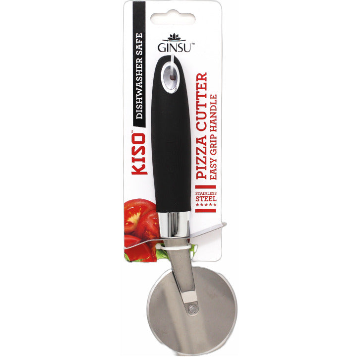 GINSU PIZZA CUTTER WITH BLACK EMBOSSED HANDLE C/P 48