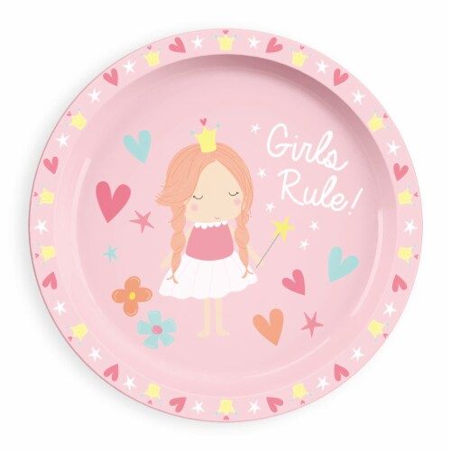 8.2" Kids Rimmed Plate - Girls Rule C/P 12