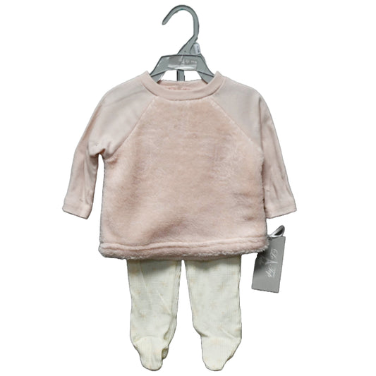 2pc SNOWFLAKE CORAL FLEECE TOP FOOTED PANT SET C/P 48