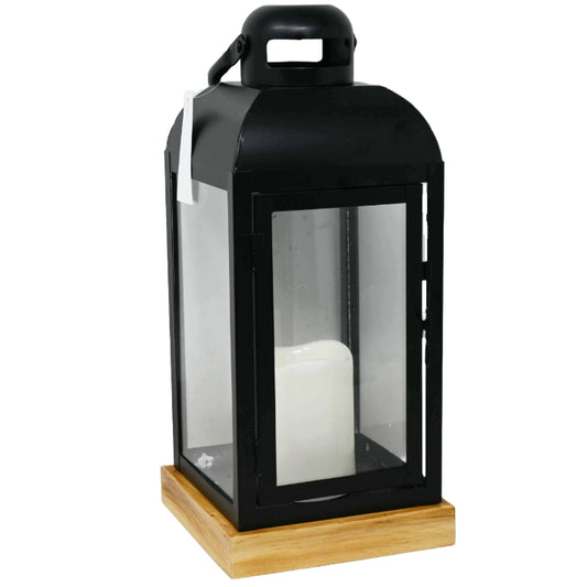 14.2" Black Metal Frame LED Candle Lantern C/P 6