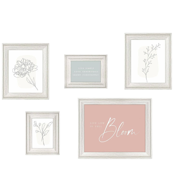 5pc COTTAGE GRAY WOODGRAIN FRAME SET C/P 1