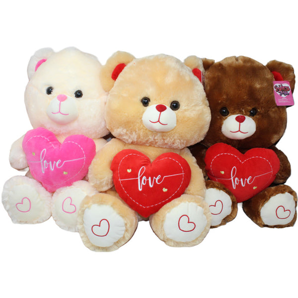 16" BEAR WITH HEART 3-ASST C/P 12
