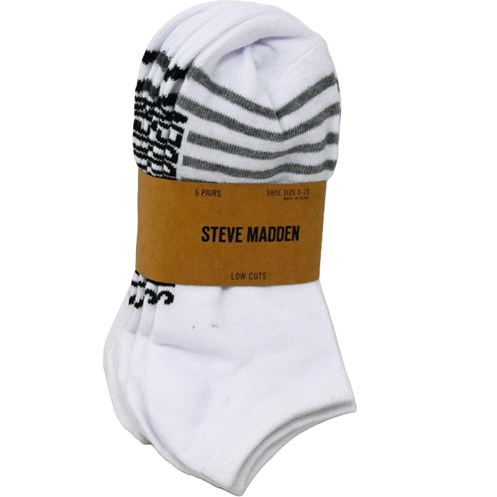 6pk LADIES LOW CUT STRIPED SOCKS ASST COLOR STEVE MADDEN C/P 36