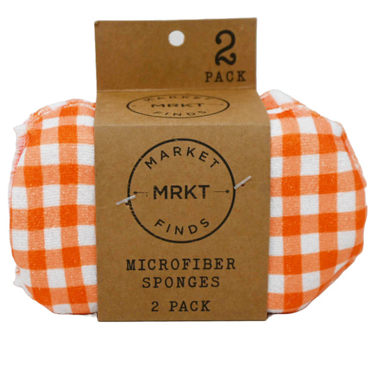 2pk Orange and White Gingham Printed Sponges C/P 24