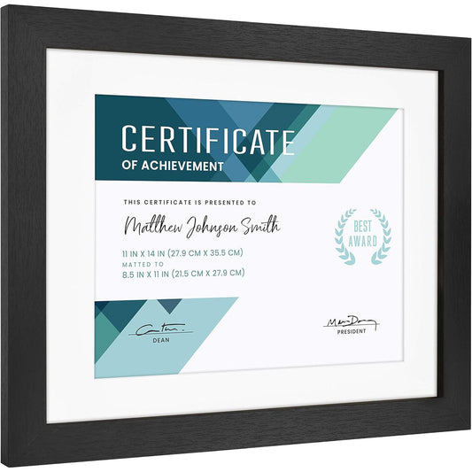 4pk 11X14" BLK MATTED WOODGRAIN FRAME C/P 1