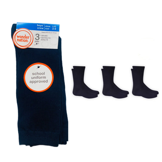 3pk SMALL UNIFORM CREW NAVY SOCKS C/P 12