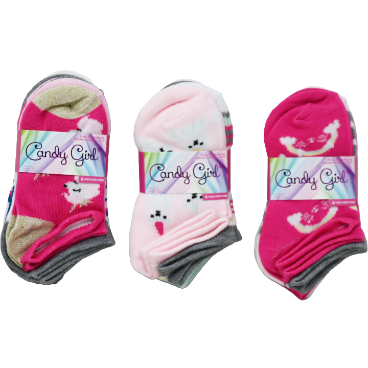 6pk CANDY GIRL FASHION NS SOCKS ASST SIZE C/P 60