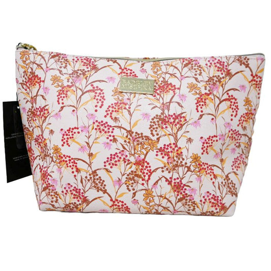 FLORAL PRINT TEXTURED PU TOP ZIP COSMETIC BAG BADGLEY MISCHKA C/P 42