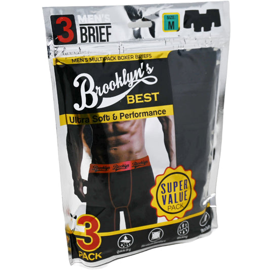3pk S-XL MEN BLACK BOXER BRIEFS C/P 24