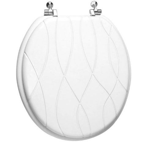 *OUTSIDE OF CA*Toilet Seat Wood Engraved Criss Cross White C/P 6