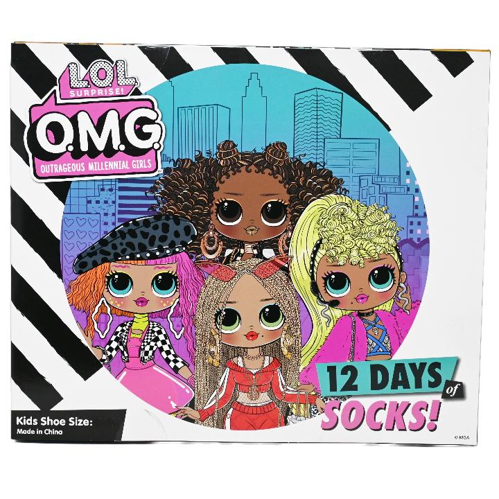 LOL SURPRISE OMG 12-DAYS OF SOCKS BOX SET SIZE 6-8 C/P 12
