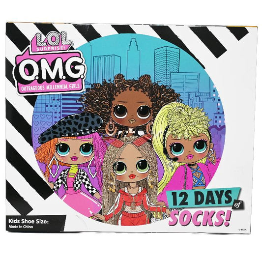 LOL SURPRISE OMG 12-DAYS OF SOCKS BOX SET SIZE 6-8 C/P 12