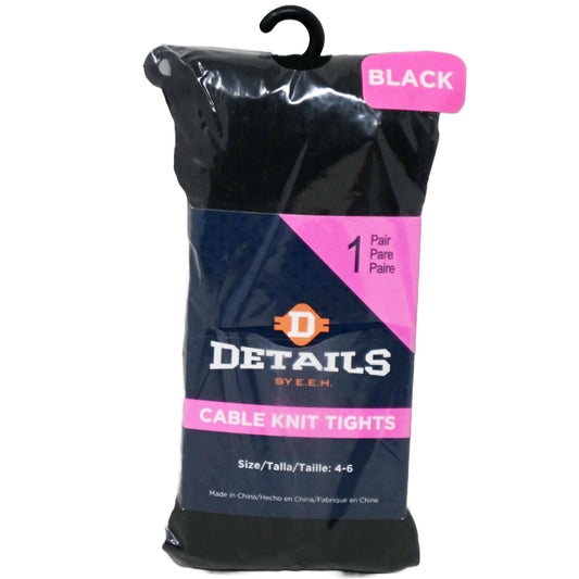 1pk BLACK DETAILS CABLE KNIT TIGHTS SIZE 4-6 C/P 60