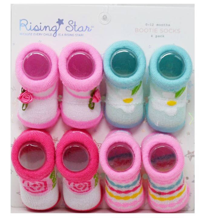 4pk 0-12m GENERIC INFANT GIRLS BOOTIES C/P 96