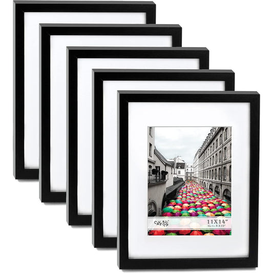 5PK 11"x14" BLACK PVC FRAME FOR 8"x10" PHOTOS C/P 5