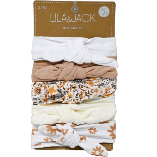 5pc Headbands Set-White Cinnamon Floral Gray C/P 48