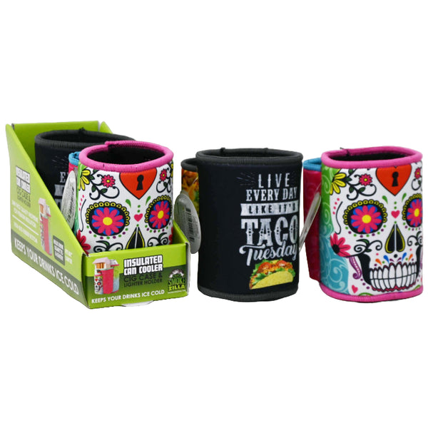 2 Asst Can Cooler Cig Case and Lighter Pouch Dia/Taco Asst C/P 24
