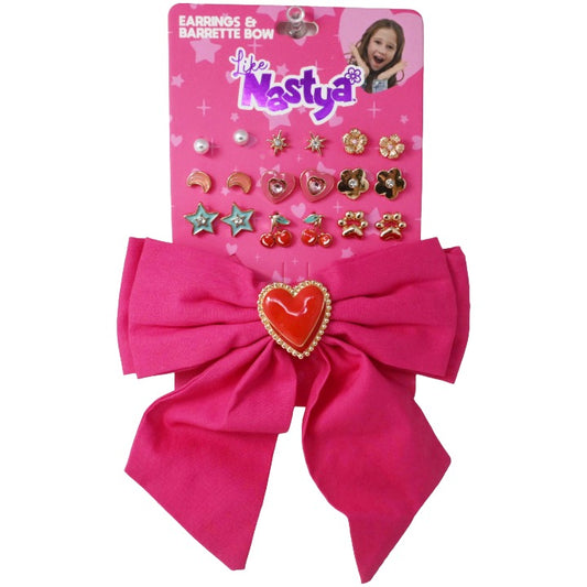 9pc Heart Earrings Bow Hair Clip Set C/P 180 Inner Bag 36 Nastya