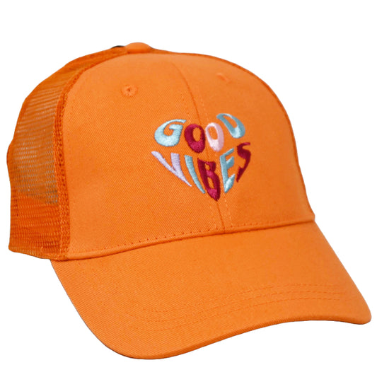 ORANGE GOOD VIBES LADIES TRUCKER HAT C/P 50
