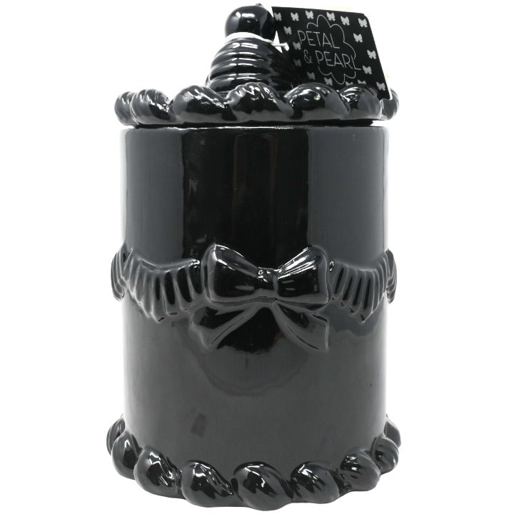 Blk Cherry Canister w/Lid C/P 12 Petal & Pearl