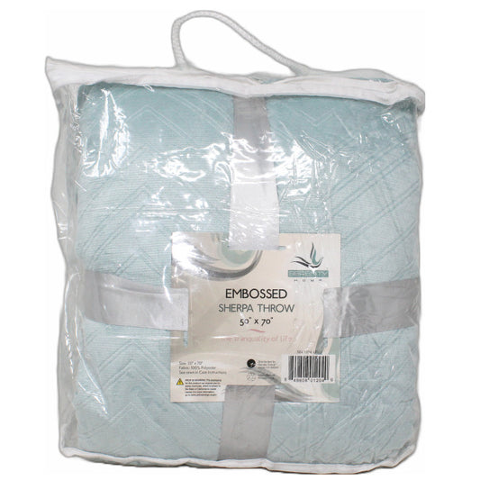 Embossed Sherpa Throw Blanket - Light Blue C/P 10
