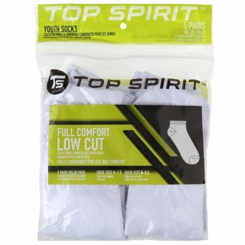 5pk SMALL WHITE FULL CUSHIONED LOW CUT SOCKS C/P 30
