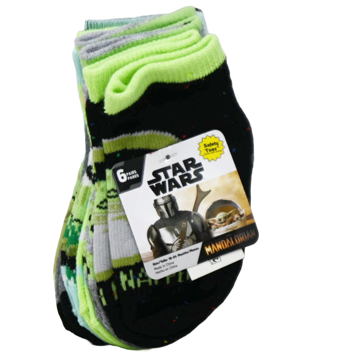 6pk 18-24M THE MANDALORIAN LITTLE BOUNTY QTR SOCKS C/P 12