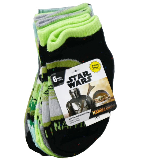 6pk 18-24M THE MANDALORIAN LITTLE BOUNTY QTR SOCKS C/P 12