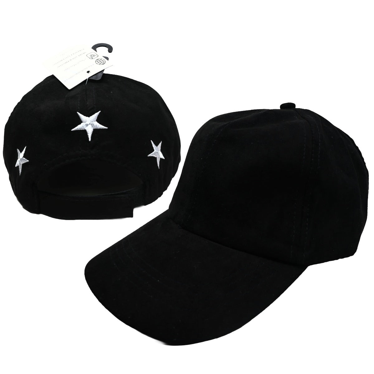 Blk 3 Star Suede Cap C/P 48 Nicole Marciano