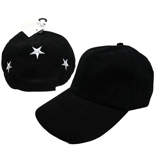 Blk 3 Star Suede Cap C/P 48 Nicole Marciano