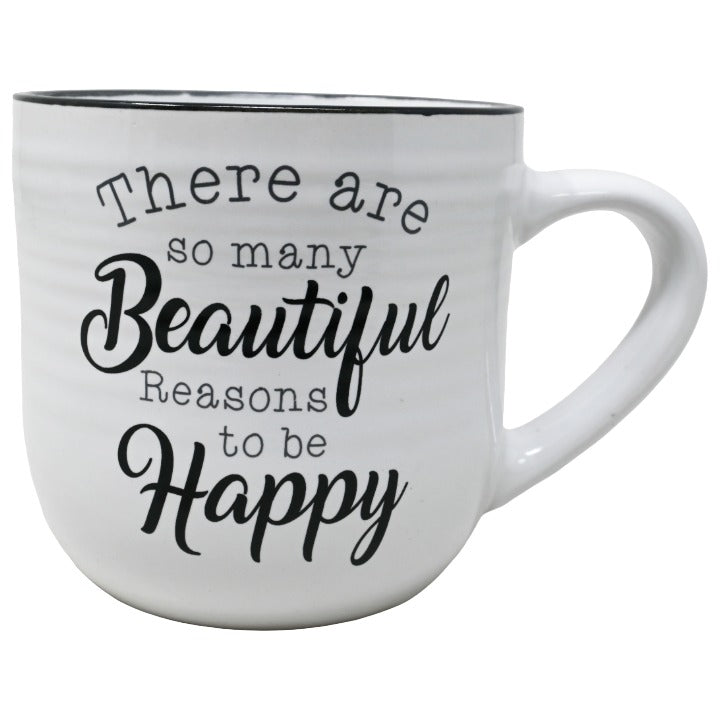 CERAMIC WHT BEAUTIFUL/HAPPY MUG C/P 24