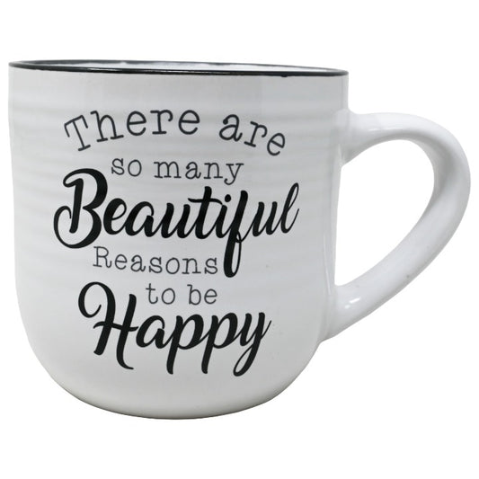 CERAMIC WHT BEAUTIFUL/HAPPY MUG C/P 24