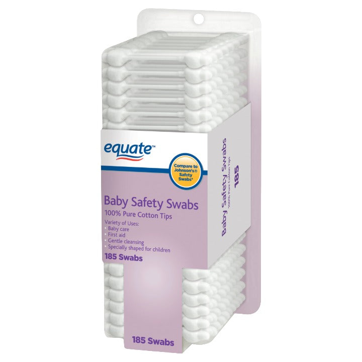 185ct Baby Cotton Swabs Paper Sticks Equate C/P 12