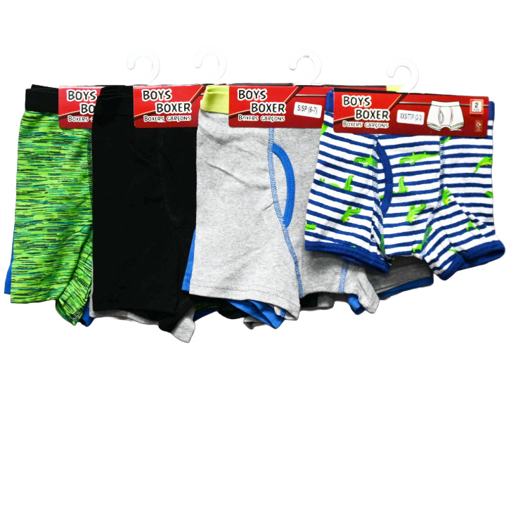 BOYS 2PACK BOXERS ASSORTED COLOR AND SIZES C/P 48