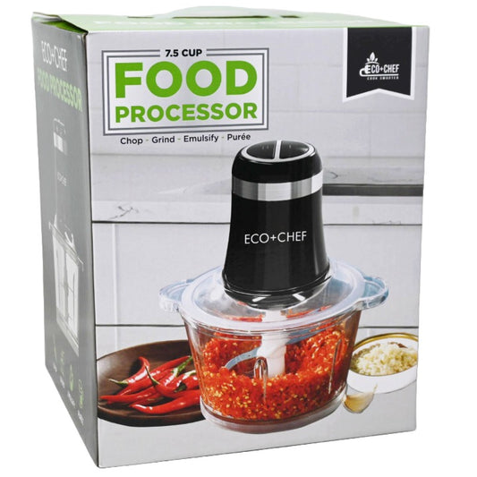 7.5cup Food Processor with Glass Mixing Bowl 250wECO + CHEF CB C/P 8