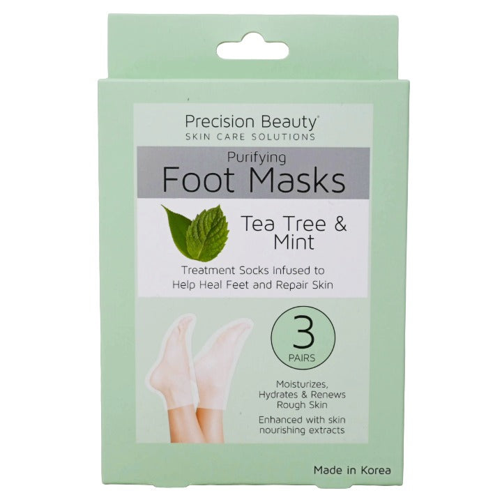 3pk TEA TREE & MINT FOOT MASK PRECISION BEAUTY C/P 72