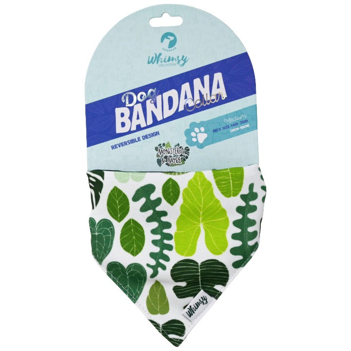 DOG BANDANA COLLAR REVERSIBLE LEAF GREEN C/P 48