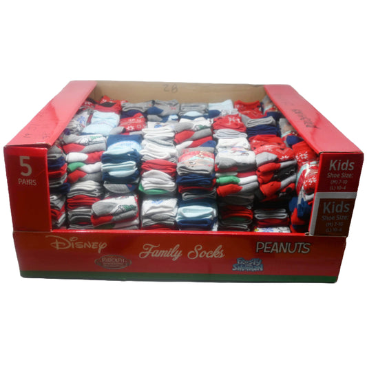 5pk BJS KIDS SLEEP CREW SOCKS ASST SIZE C/P 72