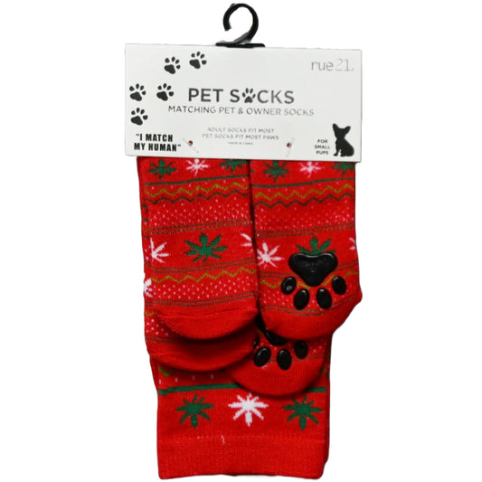 *AS IS*1 Pair Red Snowflake Socks (No UPC) C/P 36