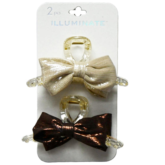 ILLUMINATE 2 ON CLIPS WITH FABRIC METALLIC BOWS GREY ILLUMINATE C/P 72