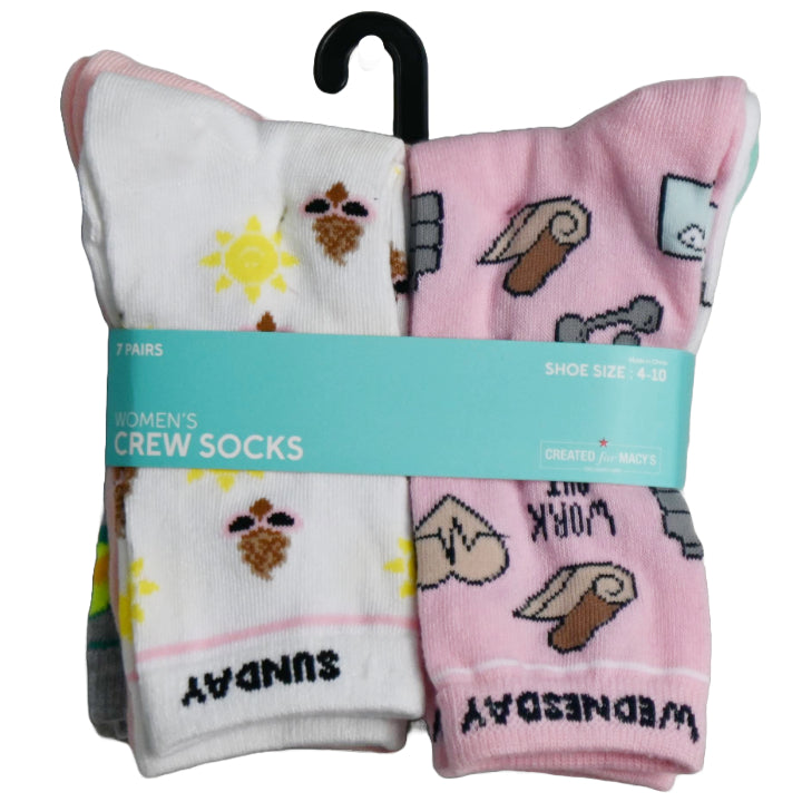 7pk PL SUNNY DAYS CREW SOCKS SIZE 9-11 C/P 60