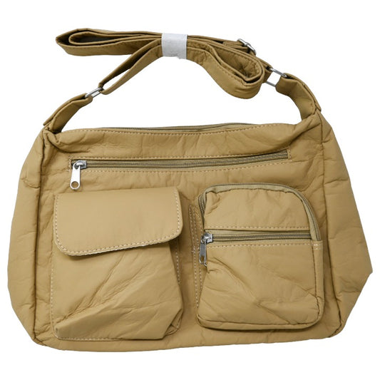 *NO CA* TAN VEGAN LEATHER HOBO ORGANIZER BAG (NO UPC) C/P 40