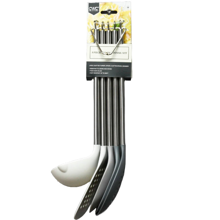 5pc Grey Nylon Utensil Set (S.S. Handle) C/P 48