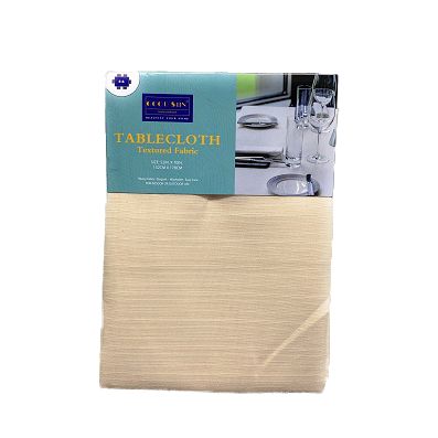 52" X 70" CREAM POLYESTER WATERPROOF TABLE CLOTH C/P 12