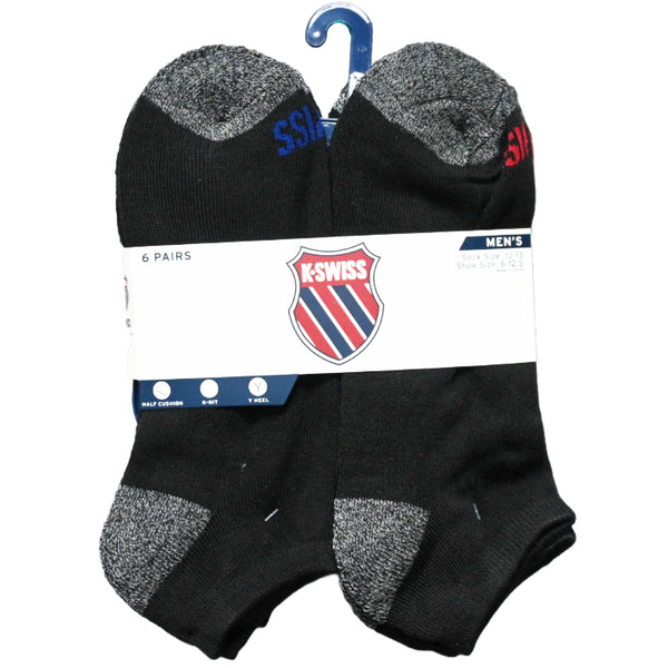 6PK 10-13 MENS HF CSH LC MARLED SOCKS K-SWISS C/P 36