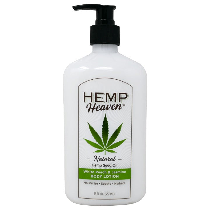 18oz HEMP HEAVEN WHITE PEACH & JASMINE LOTION WITH PUMP C/P 12