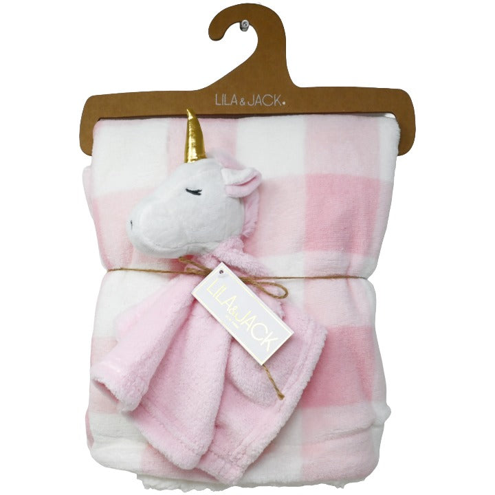 Pnk Wht Ging Throw with Lovey Set C/P 24 Lila & Jack