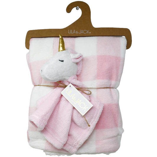 Pnk Wht Ging Throw with Lovey Set C/P 24 Lila & Jack
